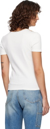 Burberry White Check Trim Stretch Cotton T-shirt