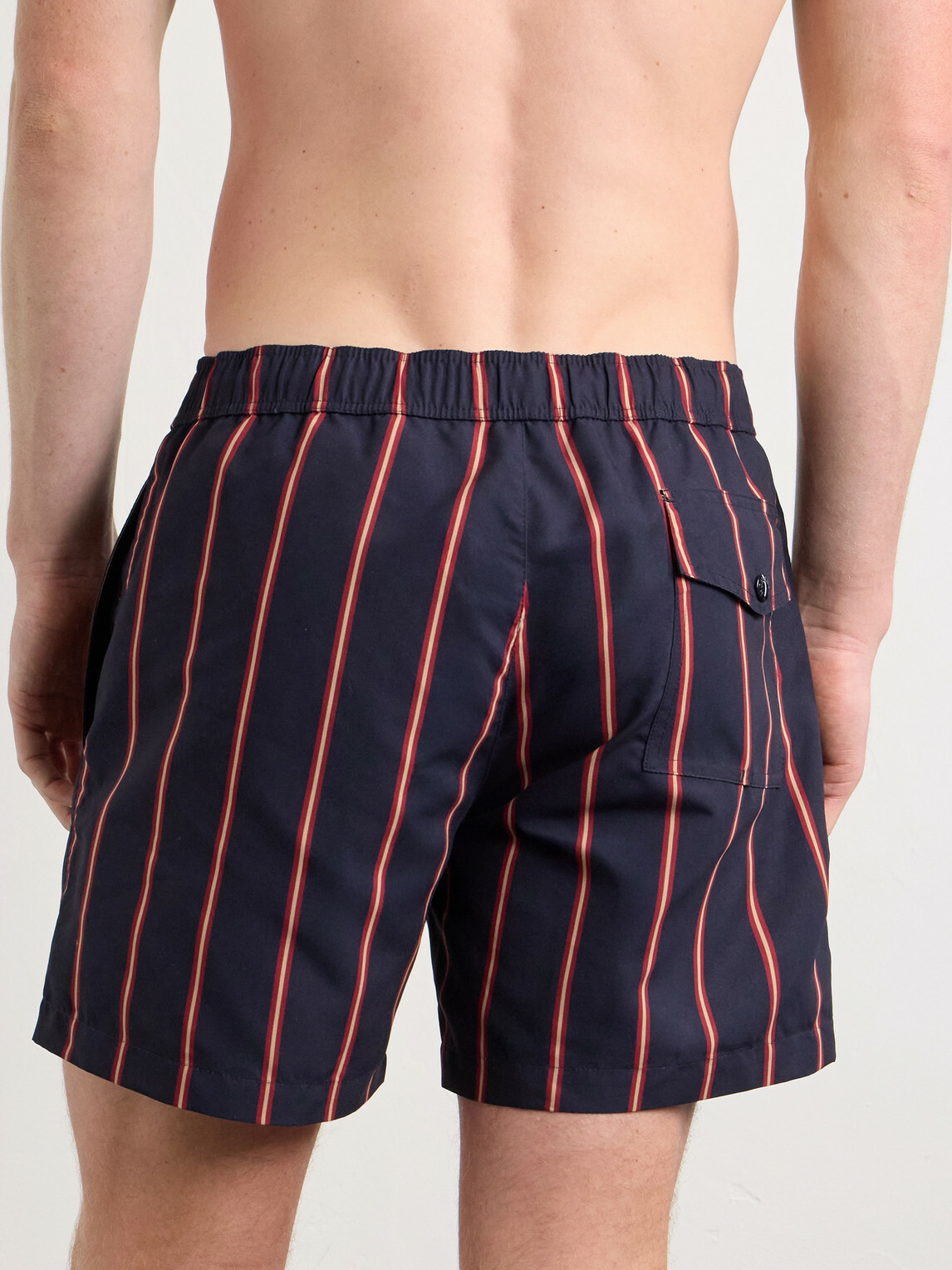 Moncler - Straight-Leg Mid-Length Striped Swim Shorts - Blue