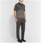Caruso - Striped Silk and Cotton-Blend Polo Shirt - Gray