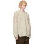 Jil Sander Off-White Wool V-Neck Sweater