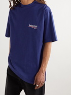 Balenciaga - Oversized Logo-Embroidered Cotton-Jersey T-Shirt - Blue