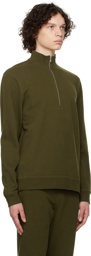 Sunspel Green Half-Zip Sweatshirt