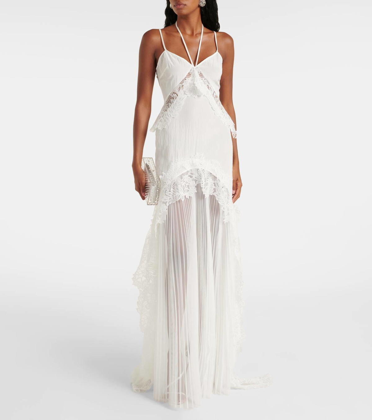 wedding dress lace chiffon Plus Size Sweetheart Short Sleeves Sweep Train Chiffon Wedding Dresses, Diamond White / 20 main image 1