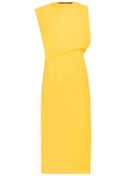 Jacquemus La Robe Drap Draped Cotton-blend Midi Dress Yellow