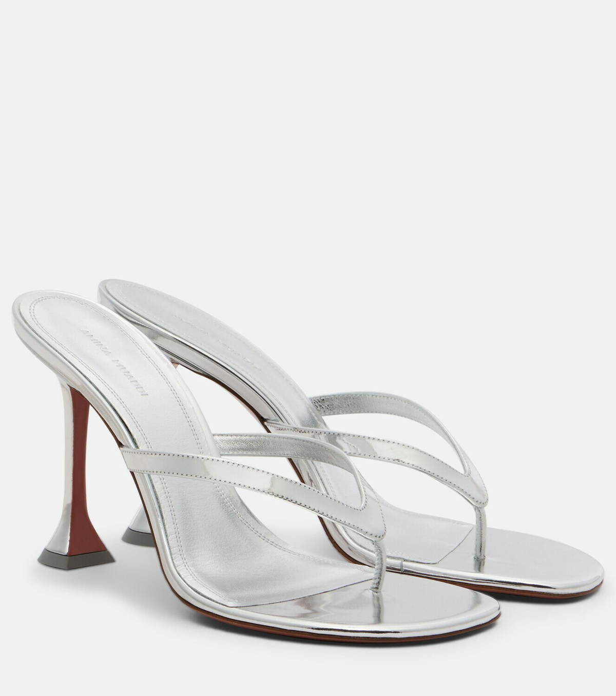 Amina Muaddi Juliette mirrored leather thong sandals