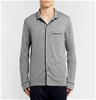 Schiesser - Piped Mélange Cotton-Jersey Pyjama Shirt - Men - Dark gray