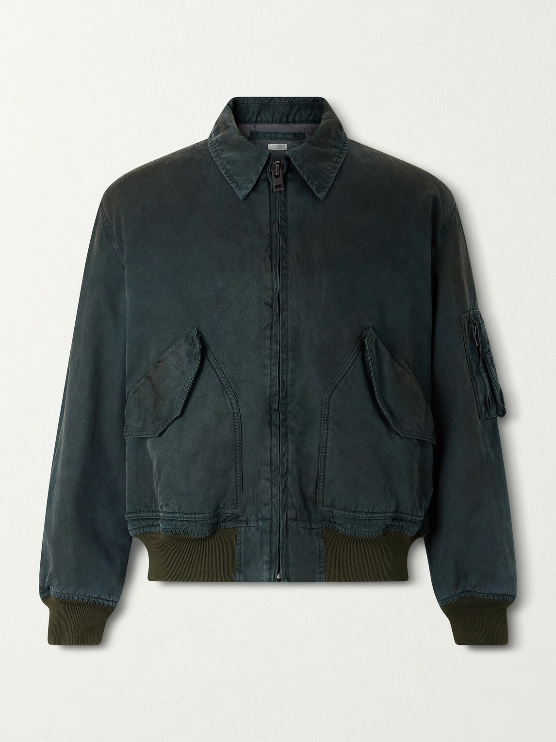 A.PRESSE - Cotton and Silk-Blend Canvas Bomber Jacket - Green
