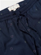 SMR Days - Malibu Embroidered Organic Cotton Drawstring Trousers - Blue