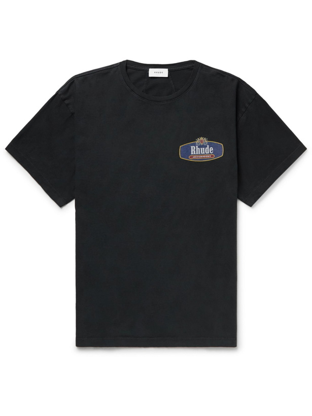 Photo: Rhude - Printed Cotton-Jersey T-Shirt - Black