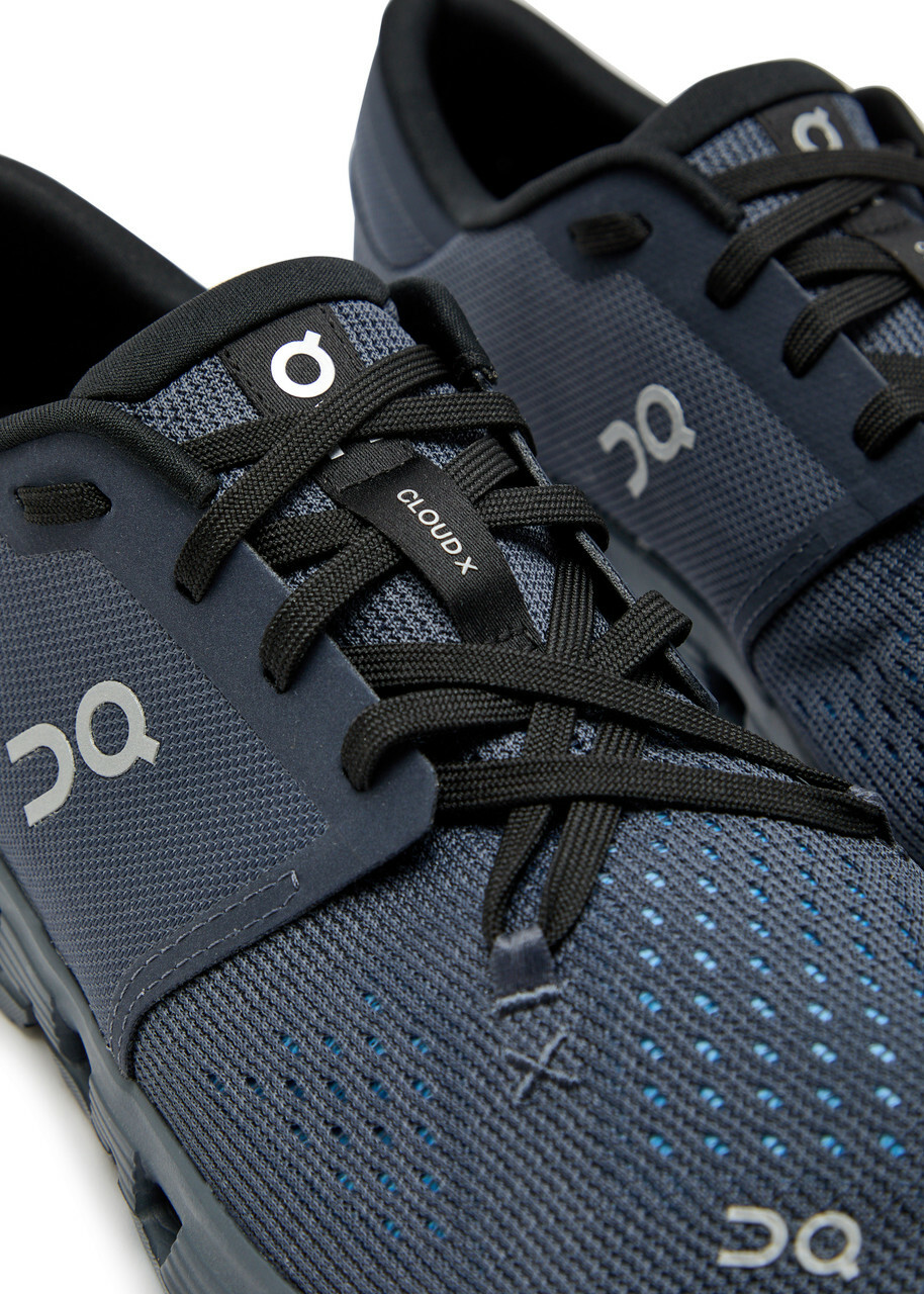 ON Cloud X 4 Panelled Mesh-knit Sneakers Navy