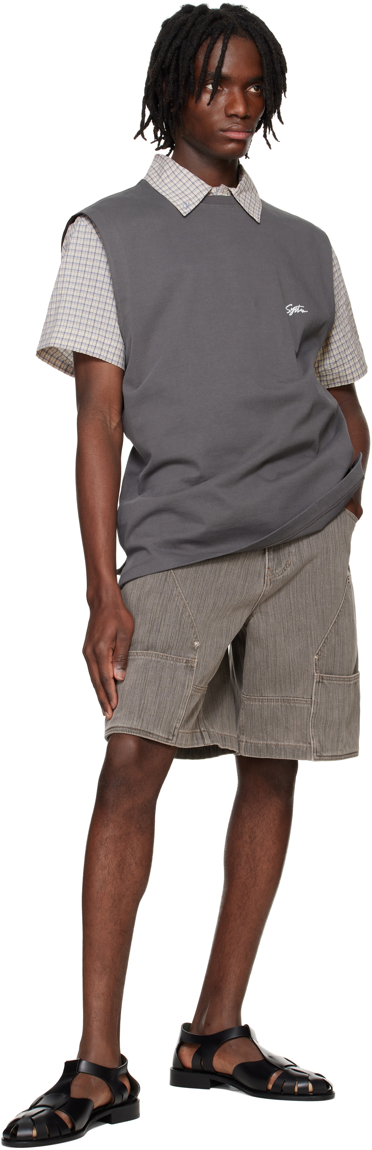 A dark gray color shorts main image 1