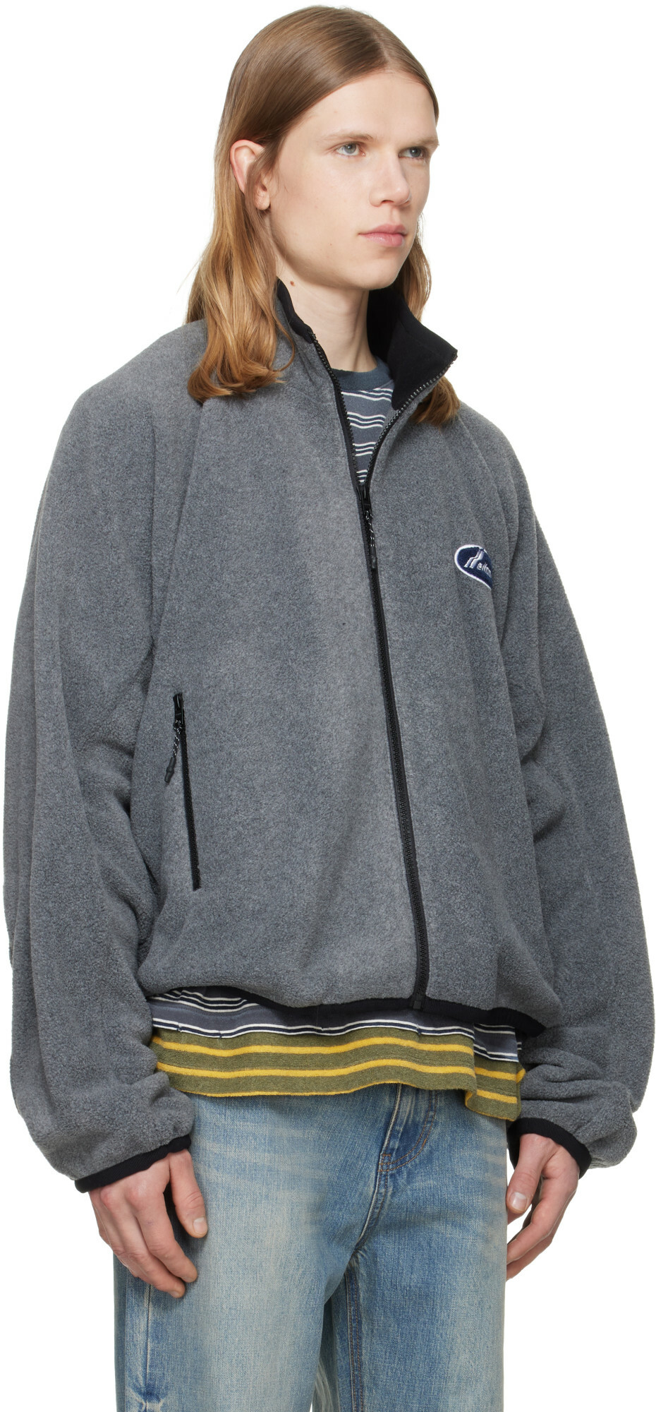 We11done Gray String Fleece Zip-Up Jacket