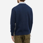 Comme des Garçons Homme Men's Lambswool Distressed Crew Knit in Navy/White