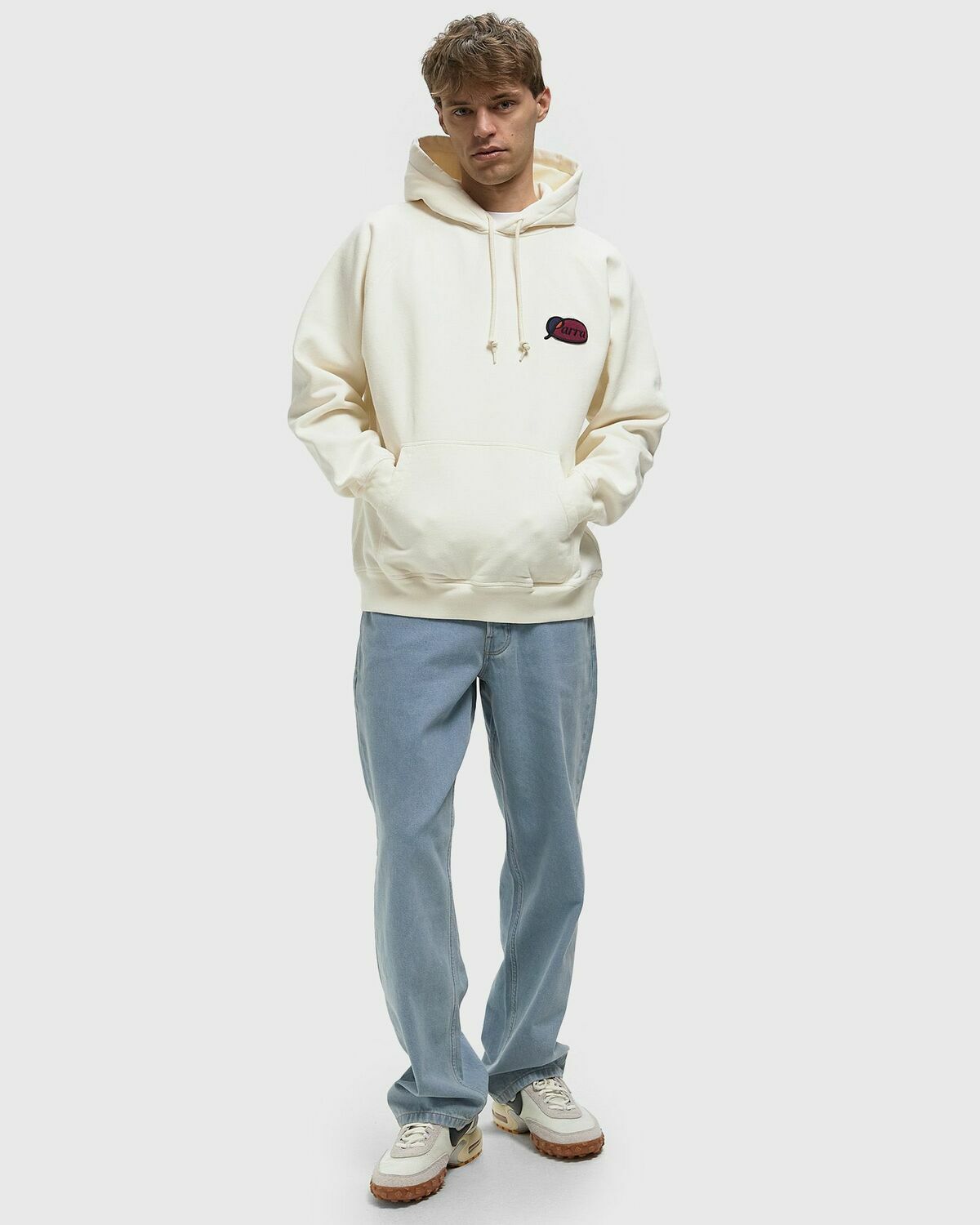 By Parra CIRCLED SCRIPT LOGO HOODED SWEATSHIRT Beige Mens Hoody