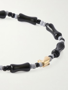 Luis Morais - 14-Karat Gold, Agate and Glass Beaded Bracelet