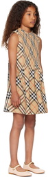 Burberry Kids Beige Check Cotton Poplin Dress