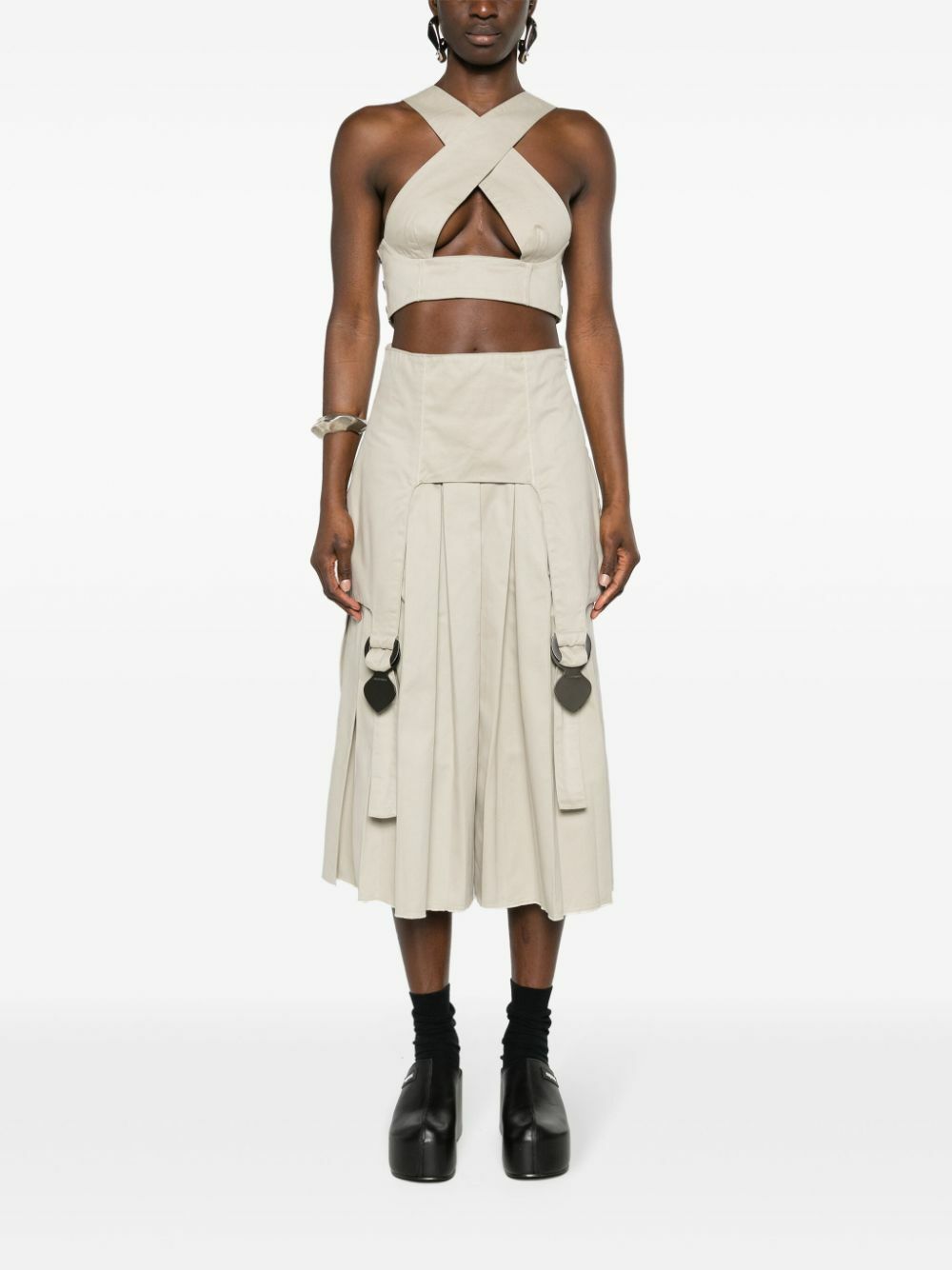 Sinead O'Dwyer Neutral Criss-Cross Crop Top
