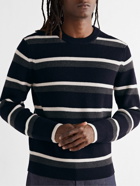 Theory - Gary Ribbed Striped Wool Sweater - Black