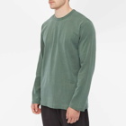 Nigel Cabourn Men's Long Sleeve Embroidered Arrow T-Shirt in Sports Green