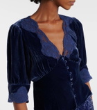 Rixo Amanda lace-trimmed velvet top
