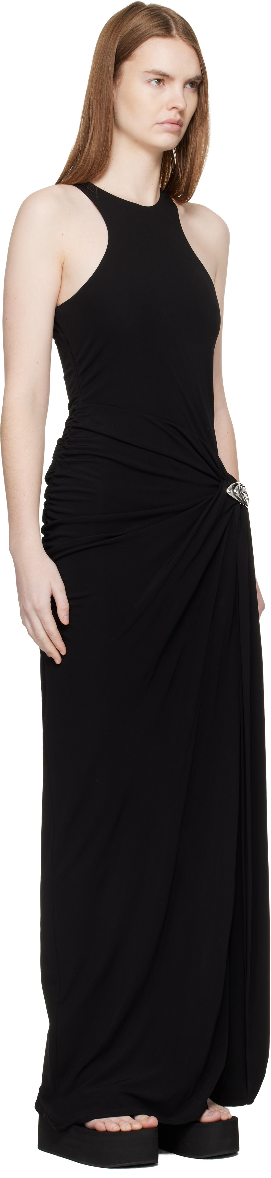 Casablanca Black Draped Maxi Dress
