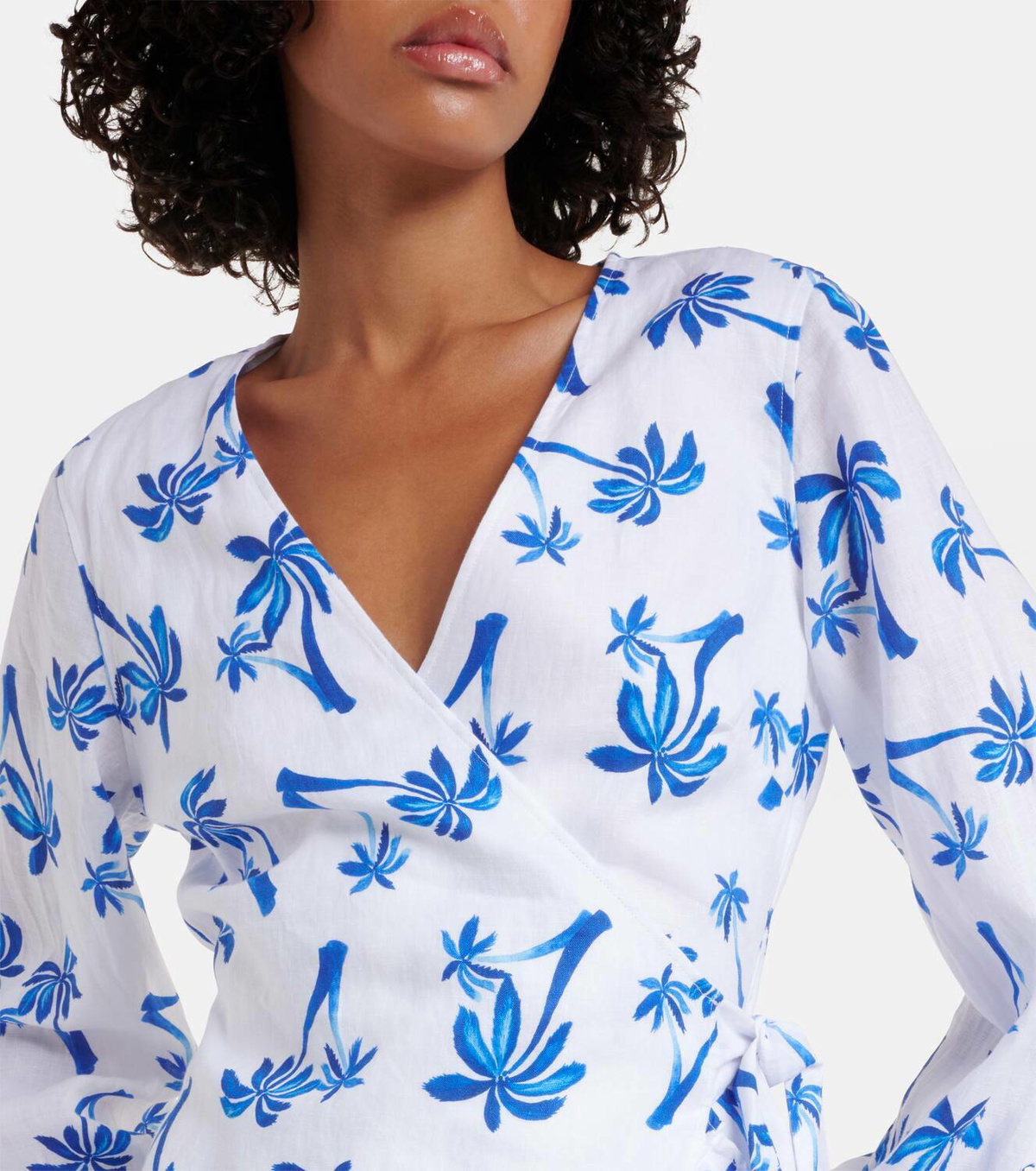 Heidi Klein Palm Beach printed linen wrap dress