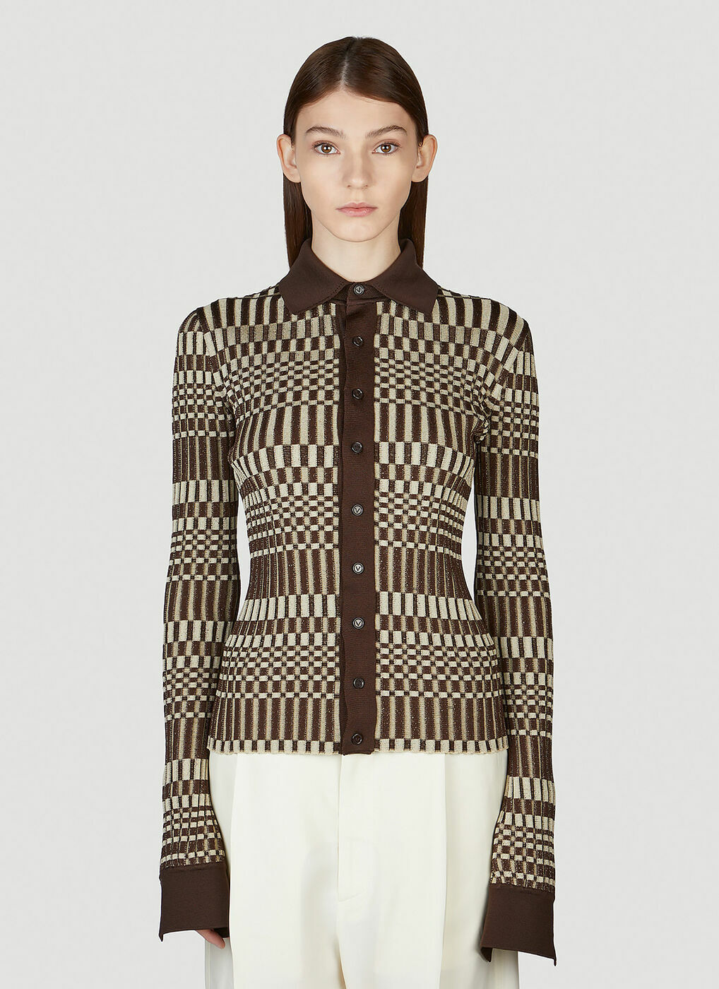 Lightweight Striped Cardigan in Brown Bottega Veneta