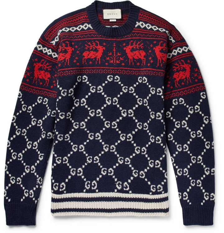 Photo: Gucci - Fair Isle Jacquard-Knit Wool Sweater - Men - Storm blue