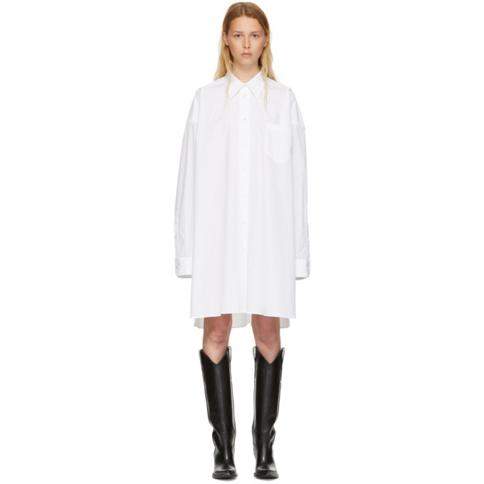 White poplin outlet shirt dress