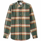 Portuguese Flannel Men's Farm Button Down Check Shirt in Green/Orange/Stone