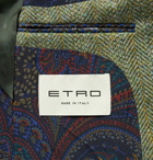 Etro - Unstructured Velvet-Trimmed Herringbone Wool Blazer - Green