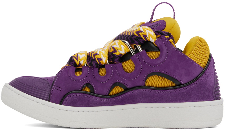 Lanvin Purple & Yellow Leather Curb Sneakers Lanvin