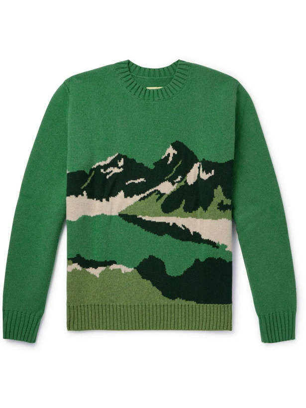 Photo: De Bonne Facture - Jacquard-Knit Wool Sweater - Green