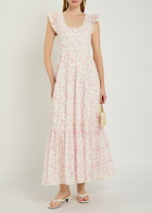 Loveshackfancy Chessie Floral-print Cotton Maxi Dress Pink