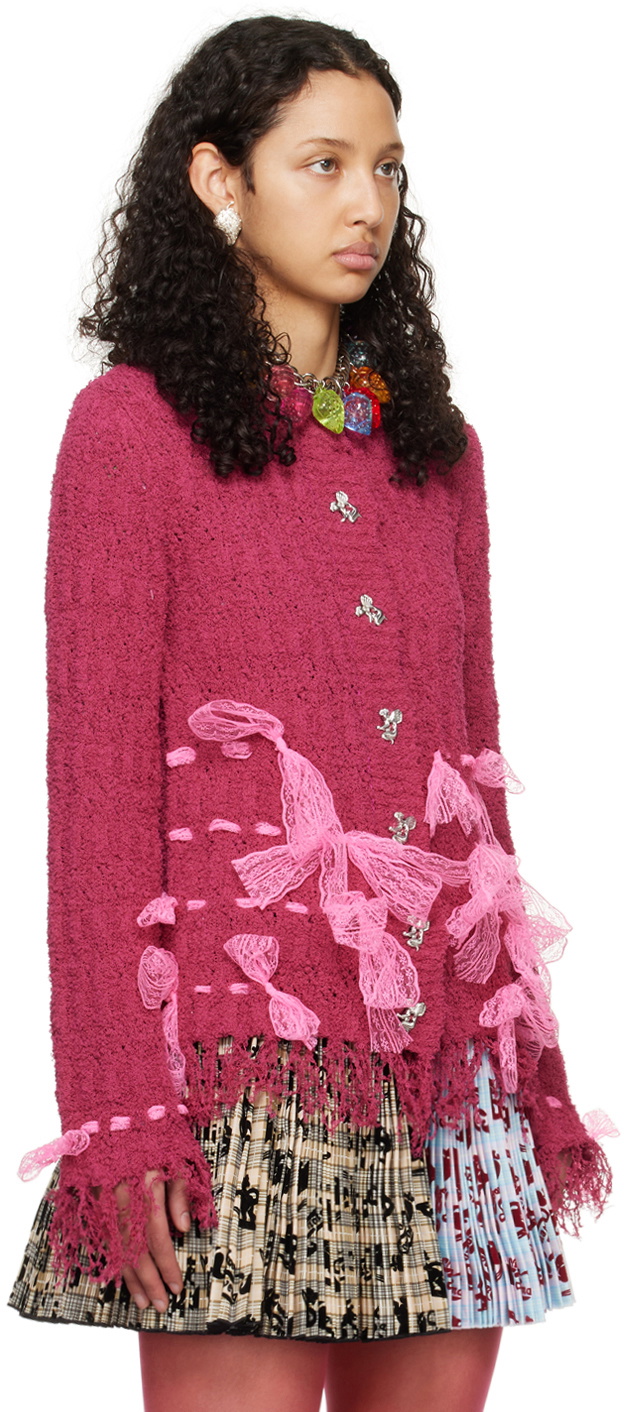 CHOPOVA LOWENAピンクカーディガン SS24 Chopova Lowena Pink Bow Cardigan Chopova Lowena