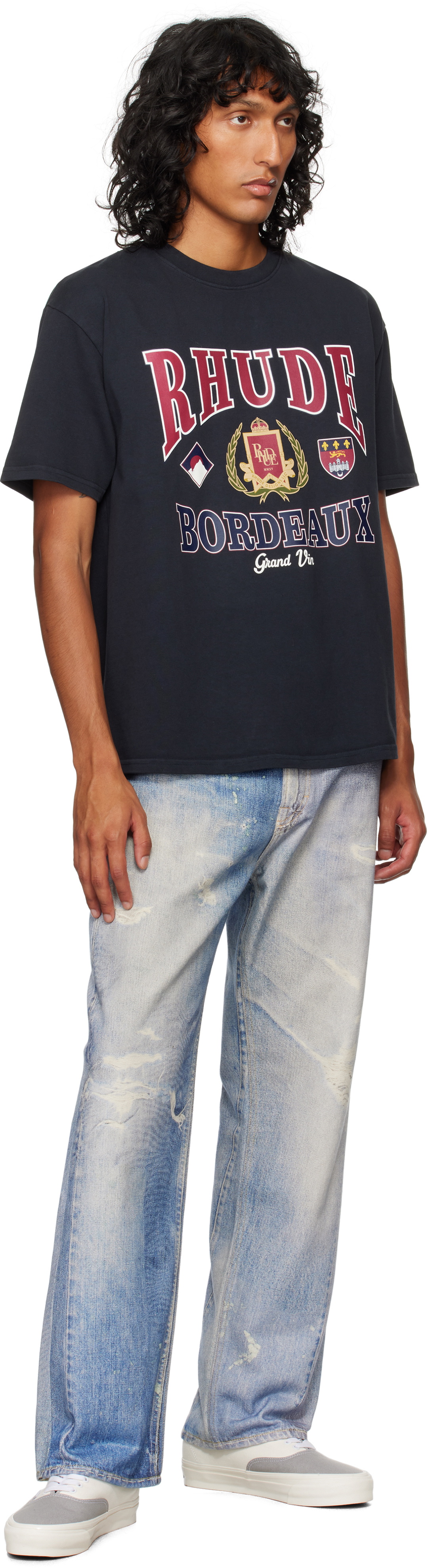 【関税込み】Rhude ブラック Bordeaux Grand Tシャツ Rhude Black Bordeaux Grand T-shirt Rhude