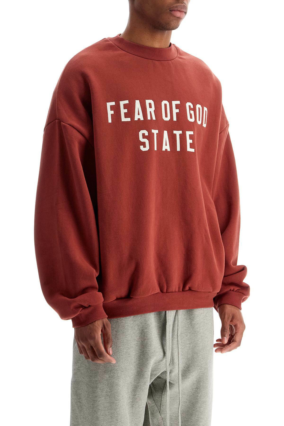FEAR OF GOD ESSENTIALS heavy fleece crewneck sweatshirt Red