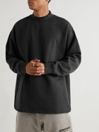 FEAR OF GOD ESSENTIALS - Oversized Logo-Flocked Cotton-Blend Jersey Sweatshirt - Black