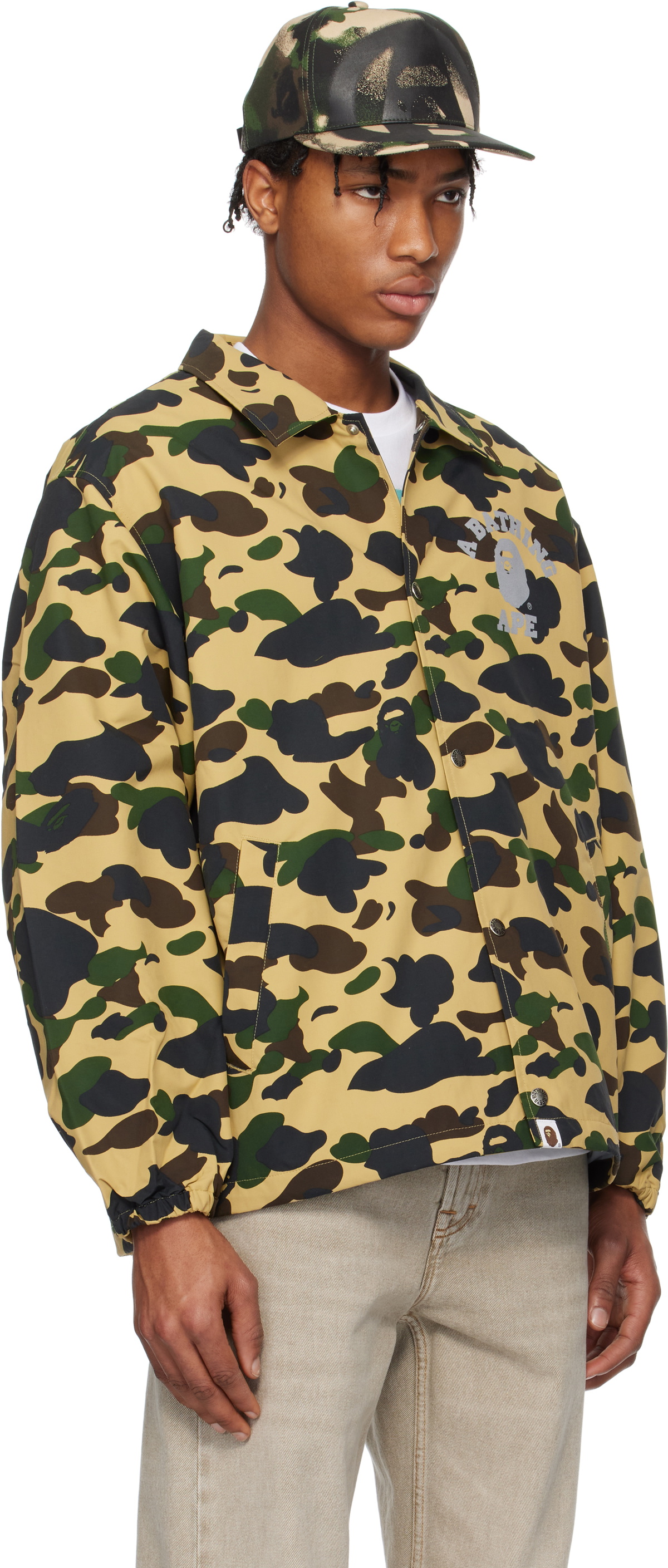 BAPE Khaki Gore-Tex Wind Stopper 1st Camo Relaxed Coach Jacket A