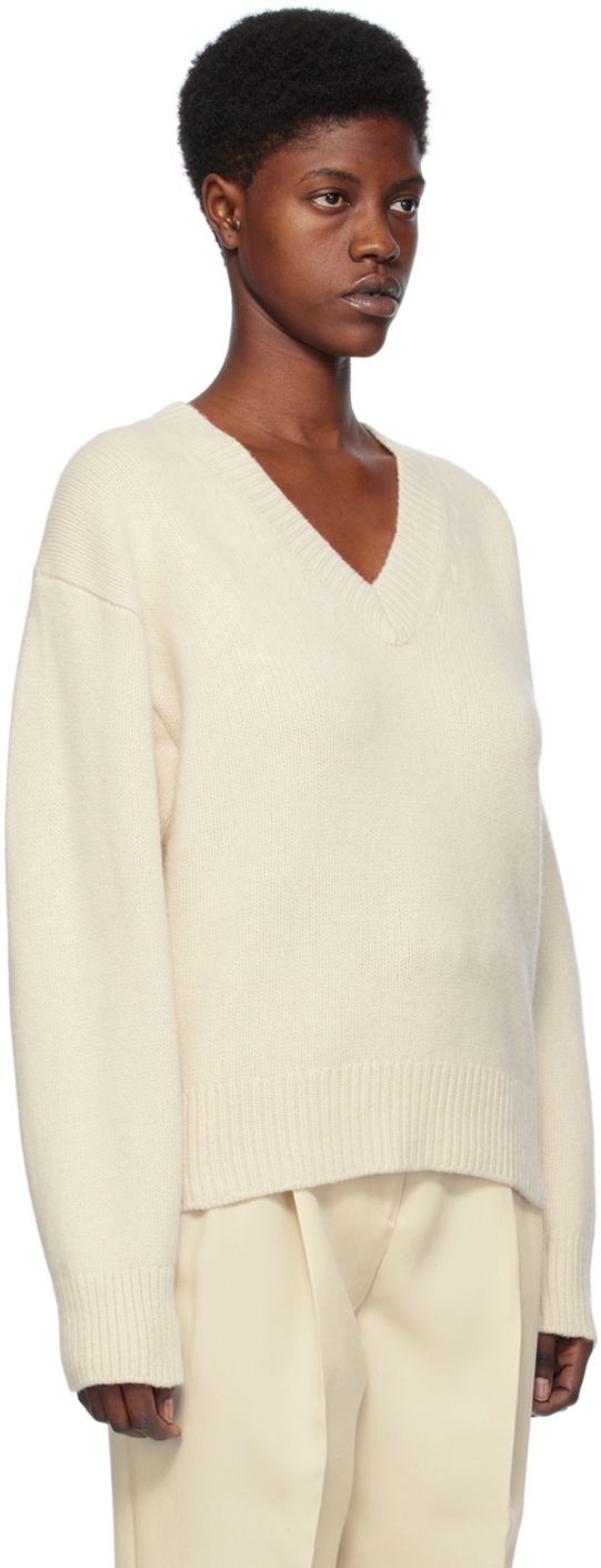 TOTEME White V-Neck Sweater Toteme
