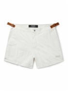 Zegna - Slim-Fit Mid-Length Webbing-Trimmed Swim Shorts - White