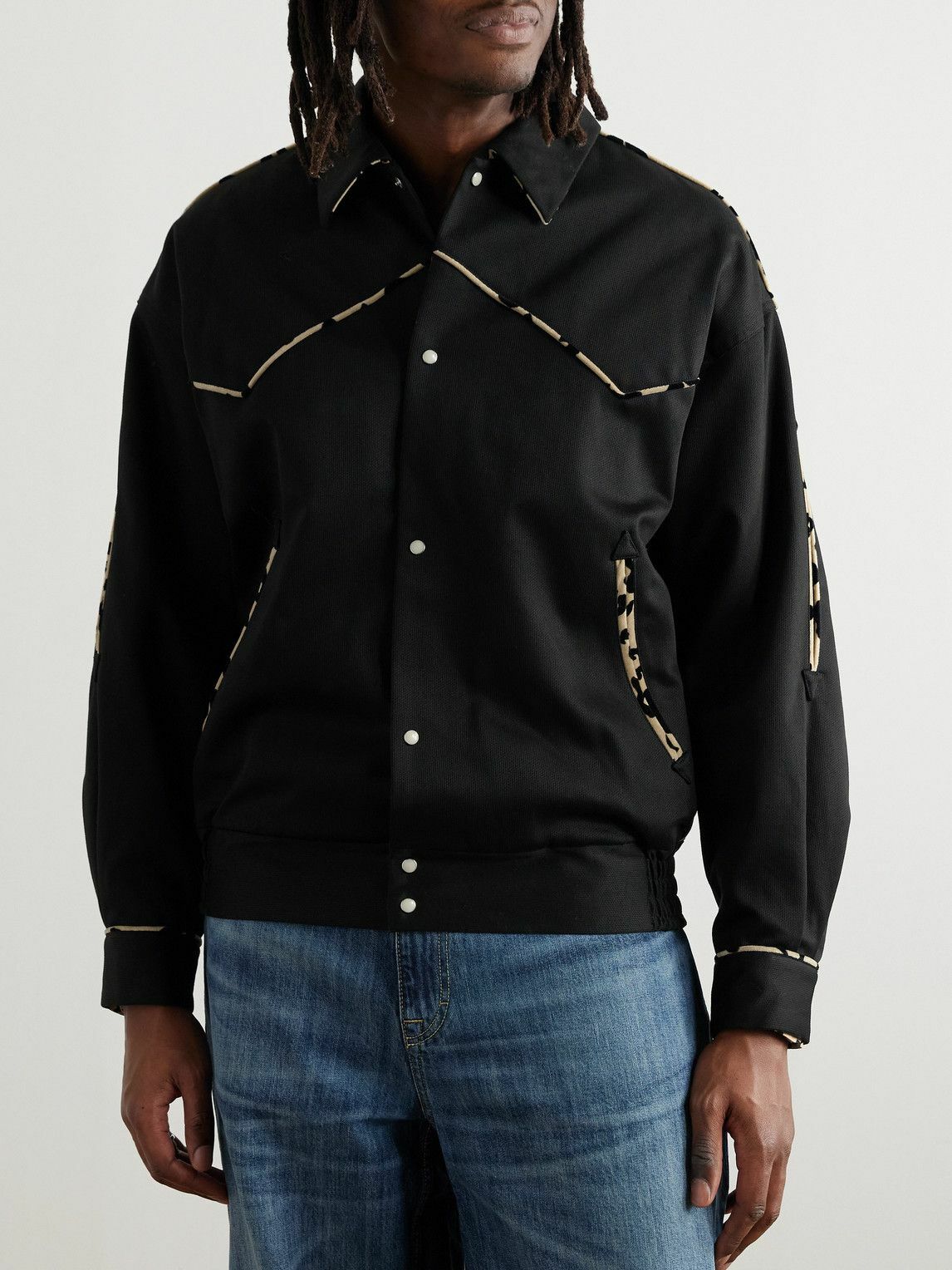 Wacko Maria - Leopard-Print Velvet-Trimmed Padded Cotton-Canvas Western  Jacket - Black Wacko Maria