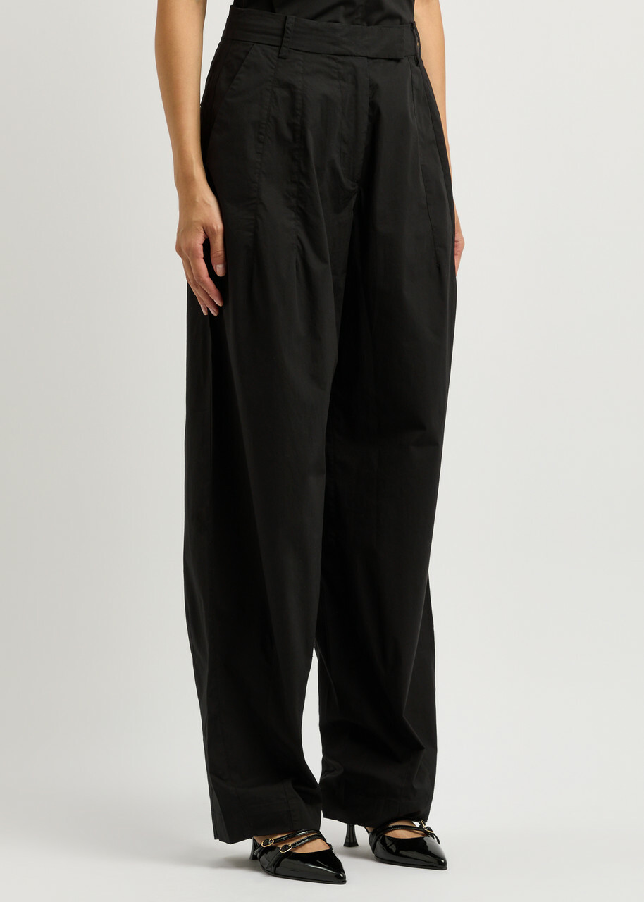 Remain BY Birger Christensen Barrel-leg Stretch-cotton Poplin Trousers Black 32 (UK4 / Xxs)