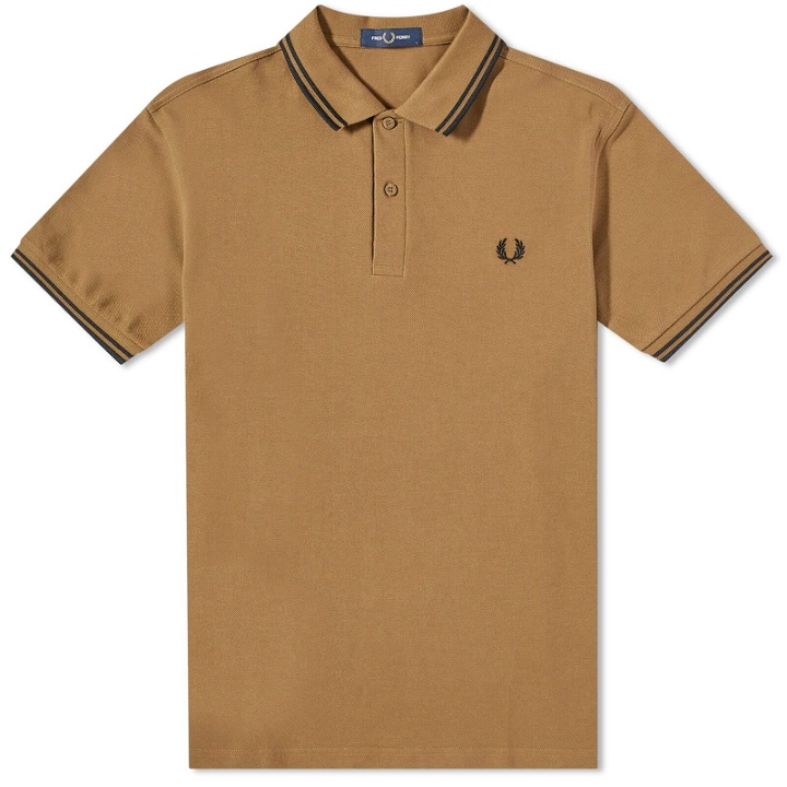 Photo: Fred Perry Authentic Men's Slim Fit Twin Tipped Polo Shirt in Shaded Stone