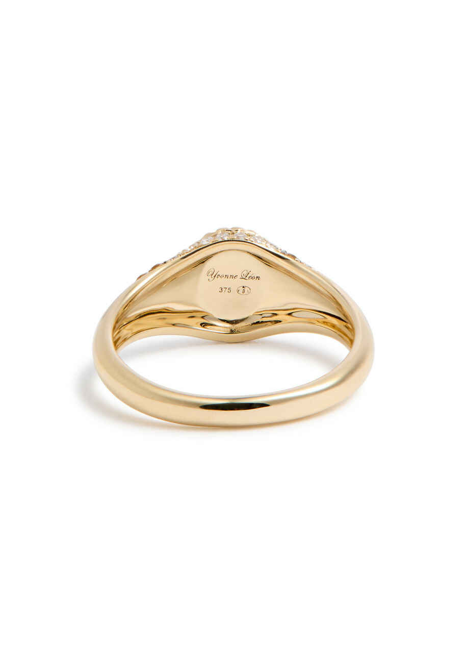 Yvonne Leon Baby Chevalière Ovale Léopard 9kt Gold Signet Ring