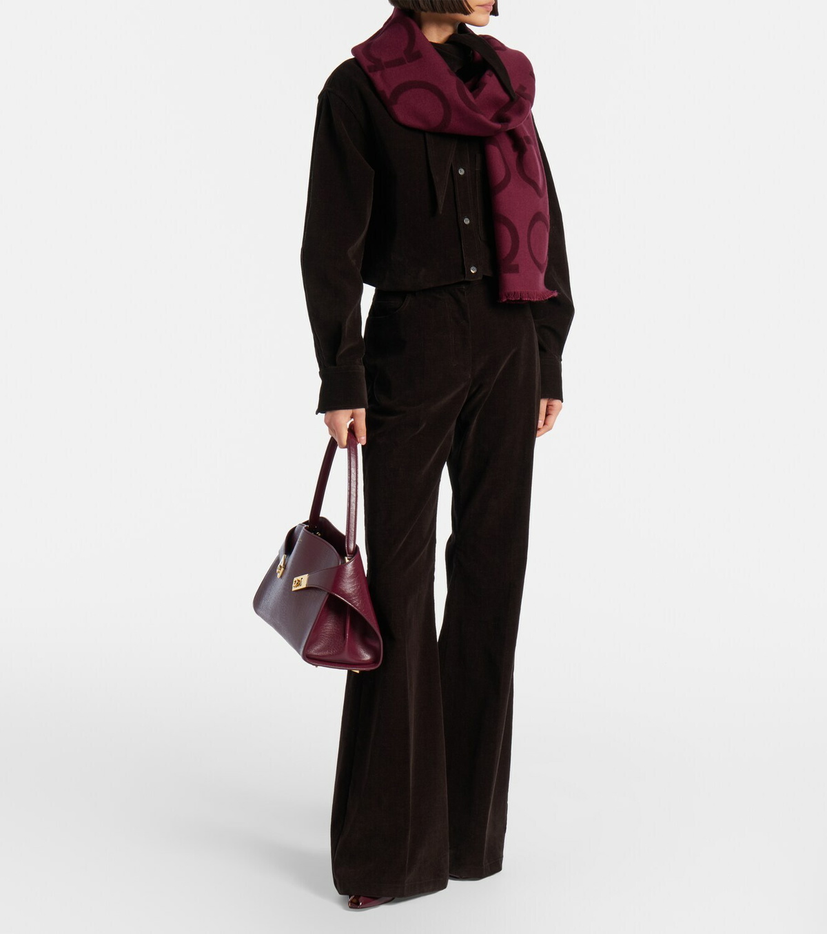 Ferragamo Gancini wool and silk jacquard scarf
