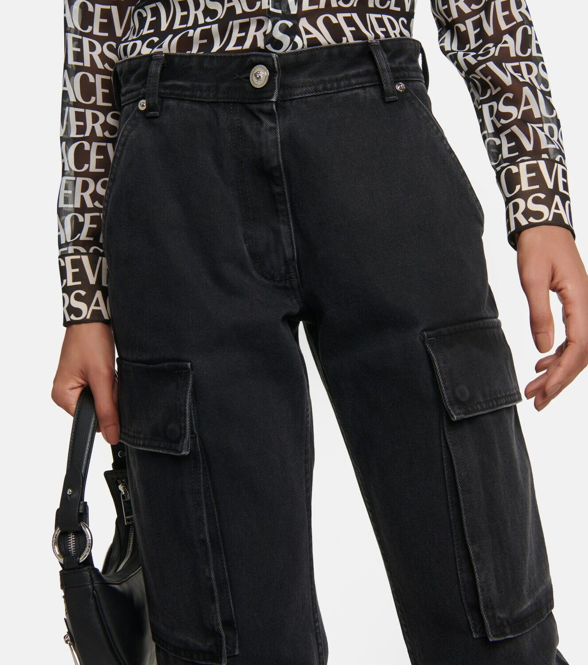 Versace - Cargo high-rise straight jeans
