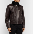 TOM FORD - Slim-Fit Shearling-Trimmed Full-Grain Leather Jacket - Brown