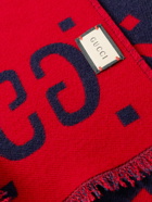 GUCCI - Logo-Jacquard Wool and Silk-Blend Scarf