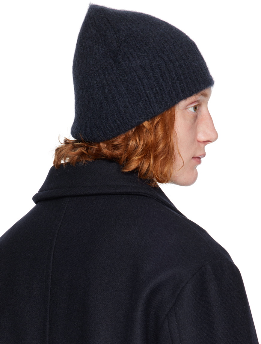 Dries Van Noten Navy Alpaca & Merino Wool Beanie